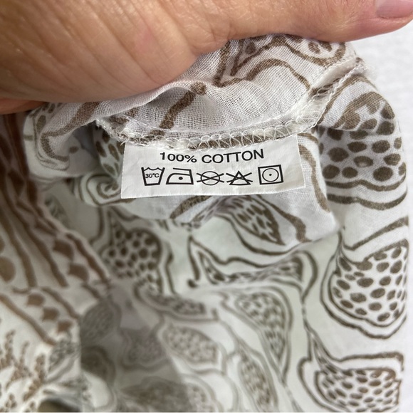 Rock paper flower tan Tibetan sheer tunic beach cover up. Size medium - Picture 4 of 7